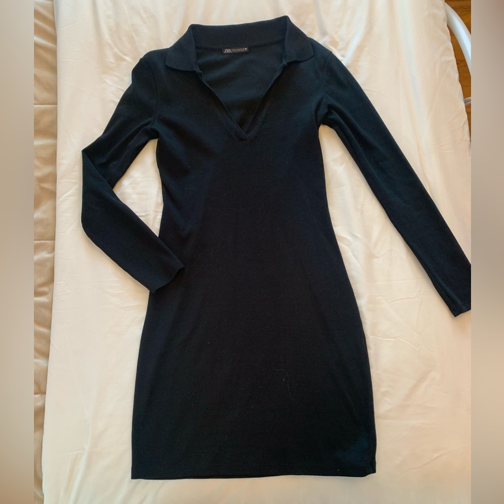 Zara black collar dress